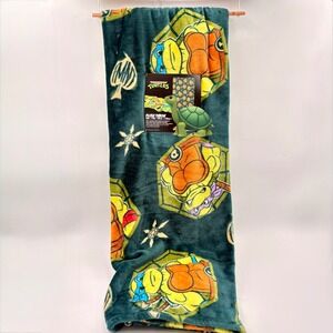 Nickelodeon TMNT Teenage Mutant Ninja Turtles Plush Throw Blanket Teal 50x70 NEW
